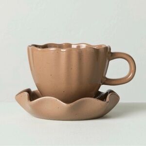 Hearth & Hand Magnolia 5oz Scalloped Stoneware Espresso Cup & Saucer Set Tan